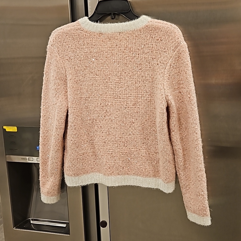 💕MAJE💕 Mission Sequin Embellished Stretch Knit Cardigan ~ Pale Pink - Picture 13 of 16